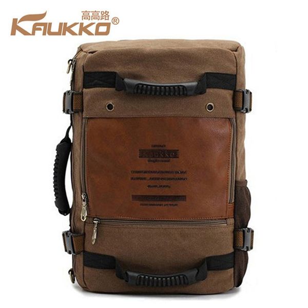 

kaukko big brands same style multifunction thick canvas backpack travel school bag male backpack large capacity luggage rucksack