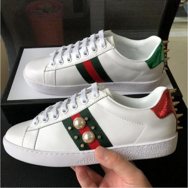 

Ace de igner hoe white pearl rivet red and green tripe de igner neaker luxury brand men women ca ual hoe ize 35 46
