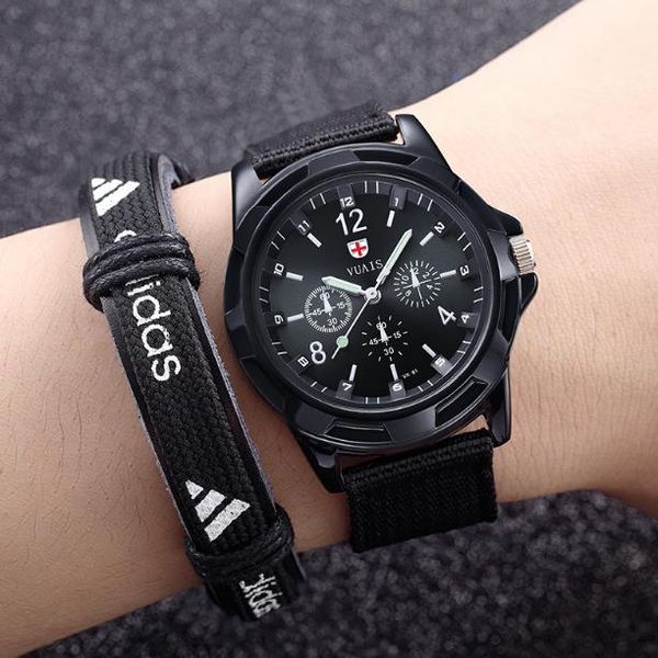 

luminous simple leisure watch young boy fashion fashion waterproof nylon belt male table the new sell, Slivery;brown