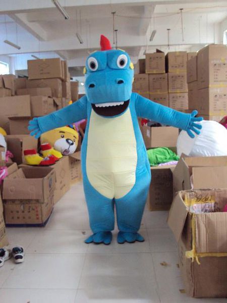 

2018 blue dinosaur mascot costumes birthday xmas theme party costumes carnival fancy dress mascotte, Red;yellow