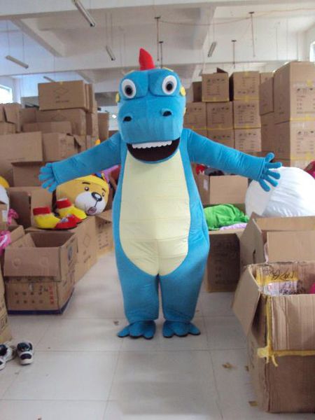 2018 Hot venda Azul Dinossauro Trajes de Mascote de Aniversário Xmas Tema Trajes de Festa de Carnaval do Vestido Extravagante Mascotte