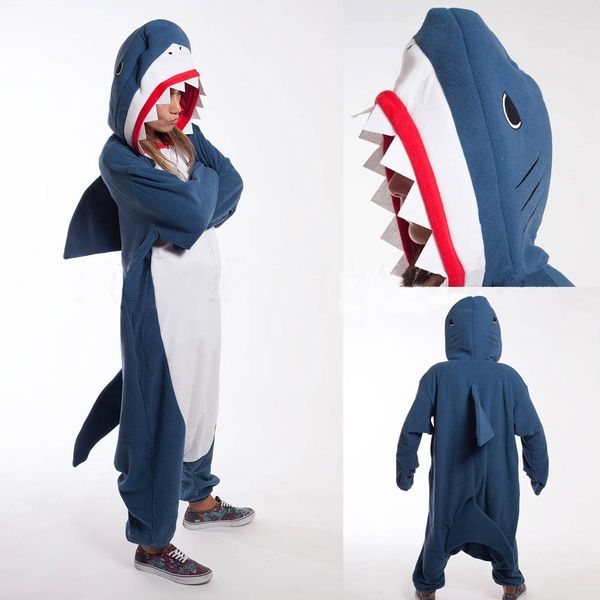 

Kigurumi Взрослых Пижамы Косплей Костюм Синяя Акула Onesie Лемур Пижамы Домашняя Одежда