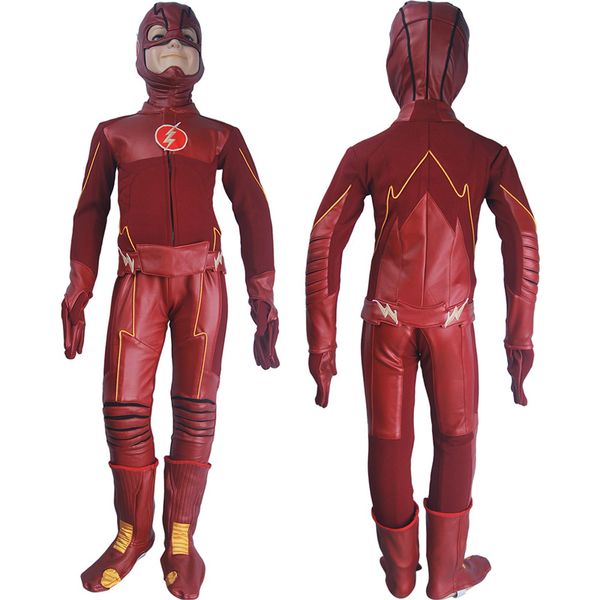 

kids children the flash season 4 barry allen flash cosplay costume deluxe halloween costume outfit suit, Black;red