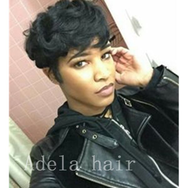 Human Hair Short Wigs Brazilian Human Hair Wavy Pixie Cut