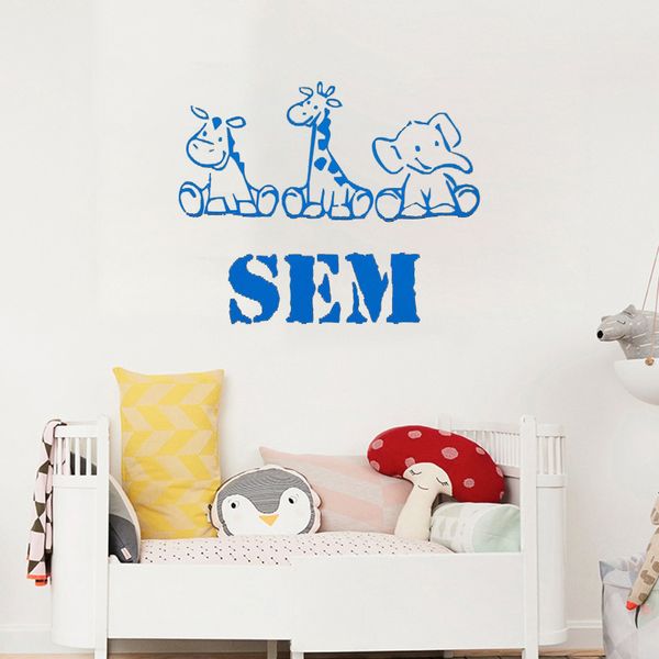 

funny animals personalized name baby nursery room wallpaper custom name for girl boy wall sticker nursery mural poster decor