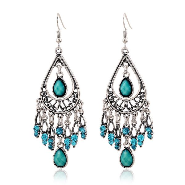 Fashion Femmes Rétro Strass Motif Larme Tail Dangle Boucles d/'oreilles Bijoux