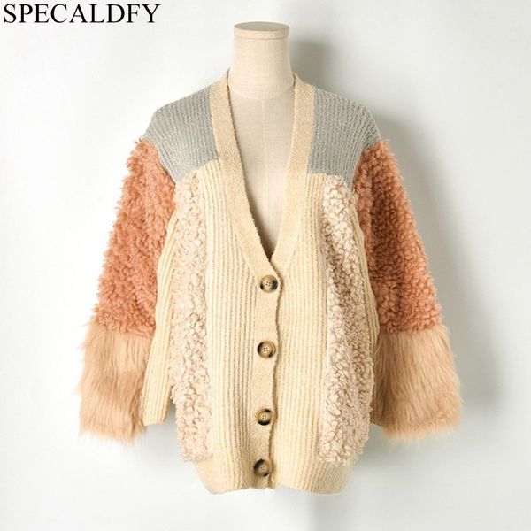 

winter warm thick cardigan women knitted sweater coat lamb wool fur cardigan femme casual outwear gilet femme manche longue, White;black