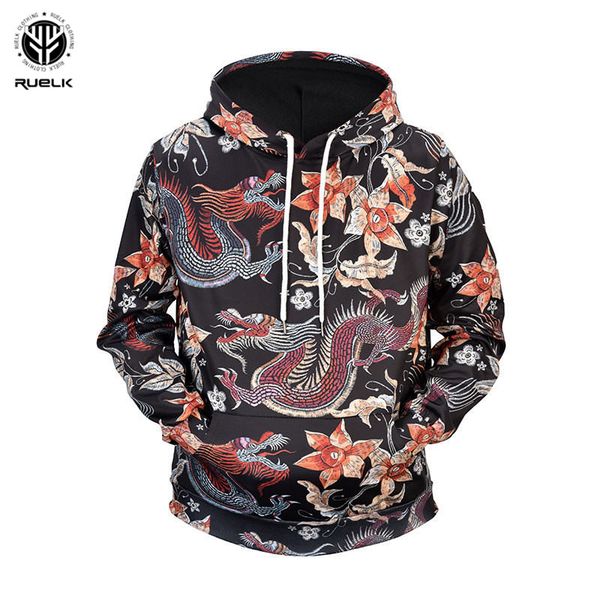 

ruelk 2018 pattern women men hoodies couples casual style 3d print hoodie hip hop autumn winter sweatshirts hooded tracksuits, Black