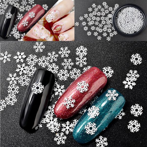 

3 boxes christmas snow flower white color 3d nail sequins ultra-thin diy shimmer charm xmas decorations nail glitter flakes, Silver;gold