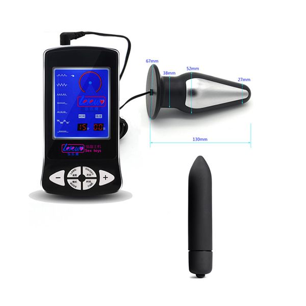 Electro Choque Tamanho Grande Plugue Anal Com Vibrador Estimulação Butt Plug Anal Vibrador Anal Dilatador Brinquedos Sexuais Para Homens Mulher D18110505