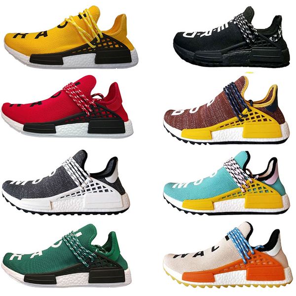 

2018 human race pharrell williams hu trail nerd men women running shoes noble ink core black red sports shoes eur 36-45