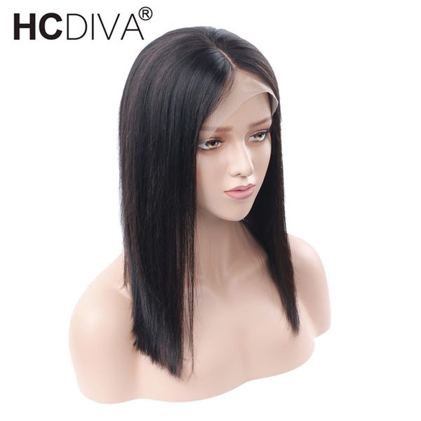 

short bob wigs brazilian virgin hair straight lace front human hair wigs for black women swiss lace frontal wig 14 inch hc hair, Black;brown