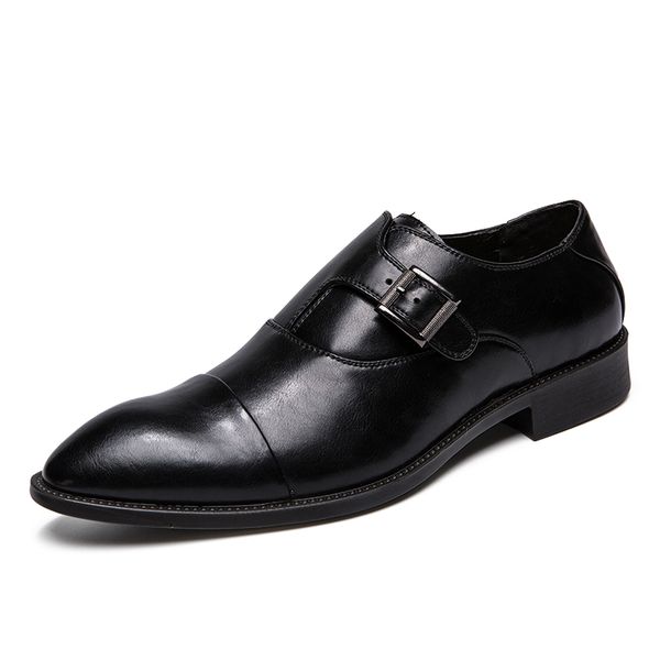 

pu leather fashion men business dress loafers pointy black shoes oxford breathable formal wedding shoes size 47