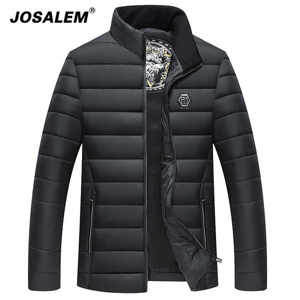 

josalem 2018 thicken warm cotton-padded mens stand collar coats man winter jacket parka casual men outwear masculina clothes, Black