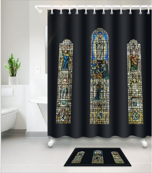 

retro 3d new style design print pattern irish decorations waterproof bathroom decor fabric shower curtains floor mats sets