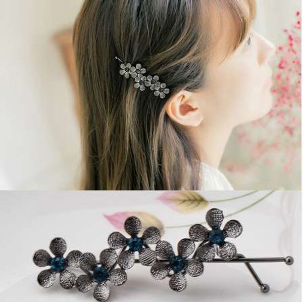 

pure color alloy flower rhinestone headwear hair clip crystal plum blossom hairpin floral barrettes women sweet hair accessories