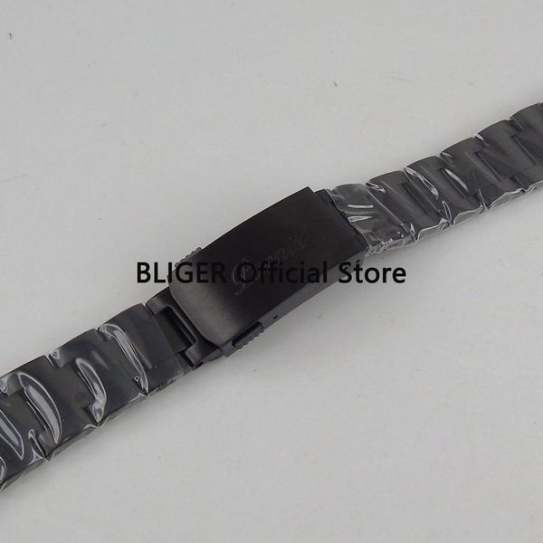 

20mm black pvd coated solid 316l stainless steel watch bracelet fit for 40mm sub automatic movement mens watch s1, Black;brown