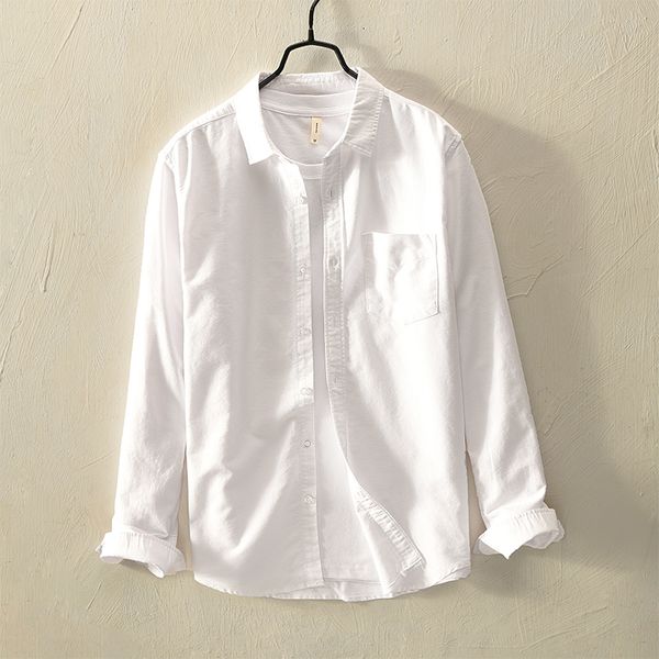 

2018 new men's oxford cotton shirt solid white summer and autumn shirts men fashion casual comfortable shirt mens chemise camisa, White;black