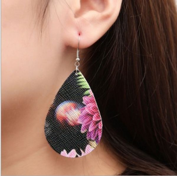 

pu leather earrings vintage pattern girls & ladies fashion leather drop earrings fashion pu leather ear hook, Silver