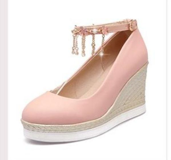 

send slope heel shallow mouth high heel women shoes 2018 spring and autumn new style round head waterproof table princess shoes, Black