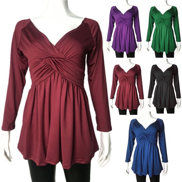 

women's wear long sleeved t-shirt autumn and winter new style kinking sweatshirt pleated loose jacket, White