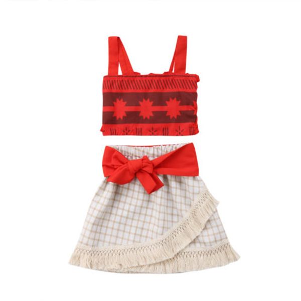 

emmababy 2pcs baby kids girl embroidery clothes off shoulder +tassel skirt 2pcs outfits clothes summer, White