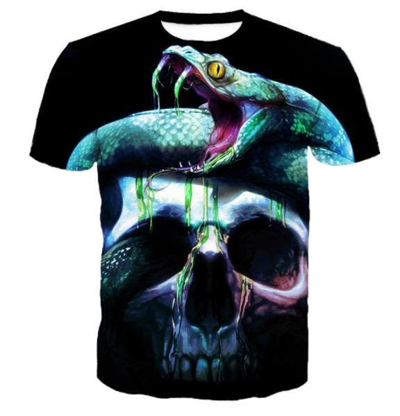 

new arrival men/women green python skull 3d printed t-shirt summe style fashion casual t-shirt s-xxxxxxxl u549, White;black