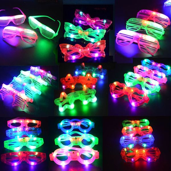 Populares Crianças Piscando LED Obturador Cego Eye glasses Party Light Up Piscando Multi Estilo favores e presentes do casamento