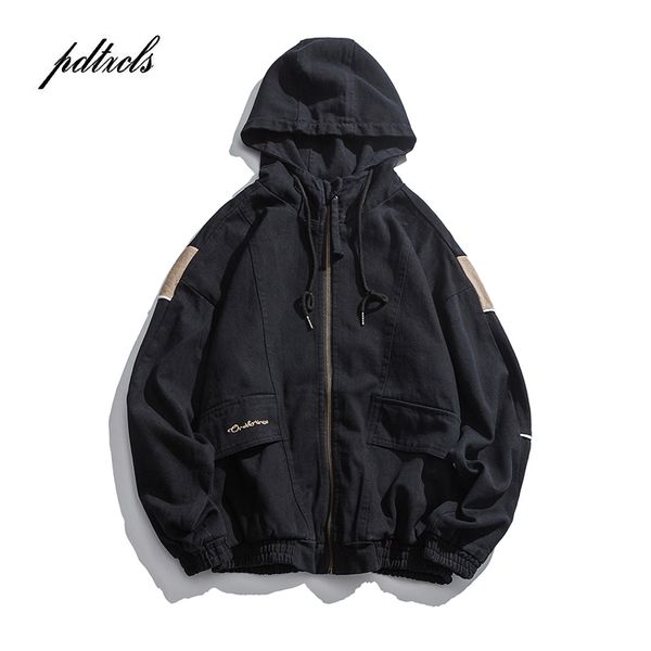 

new japan style harajuku fashionable brand casual men's hooded jackets autumn streetwear male panelled hooded coats cotton, Black;brown