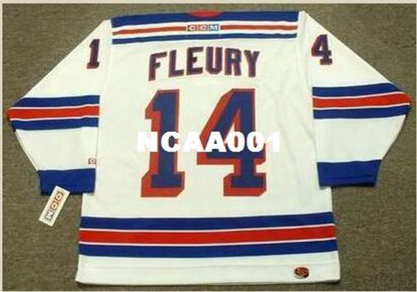 

mens #14 theoren fleury new york rangers 2001 ccm retro home hockey jersey or custom any name or number retro jersey, Black;red