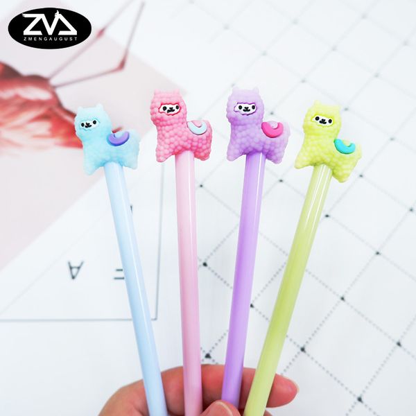 

4pcs/ lot creative alpaca animal neutral pen stationery kawaii school office supplies papelaria canetas escolar gel pen