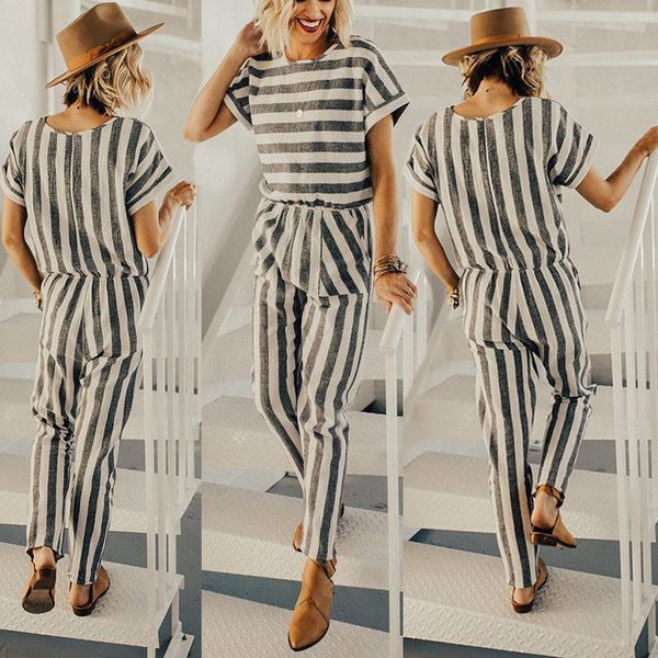 

2018 new women ladies clubwear summer playsuit bodycon party jumpsuit romper trousers casual pockets striped cotton long pants, Black;white