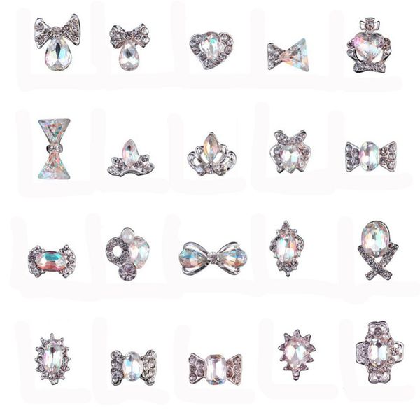 

20pcs/set ab color silver glass crystal rhinestone nail glitter rhinestone sticker nail art diy decoration manicure tool #276296, Silver;gold