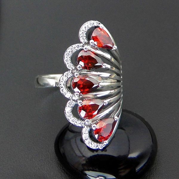 

fnj 925 sier ring red green crystal zircon stone s925 sterling thai sier rings for women jewelry adjustable size, Golden;silver