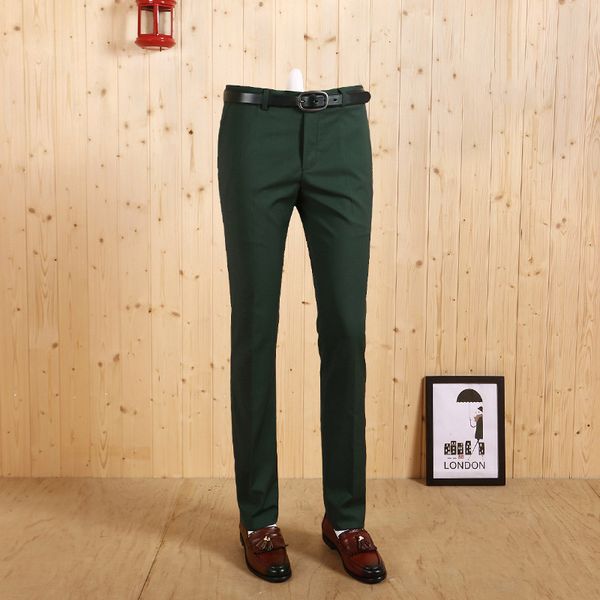 

2017 new autumn spring smart casual slim young man green white business wedding groom suits long pants men pant, White;black