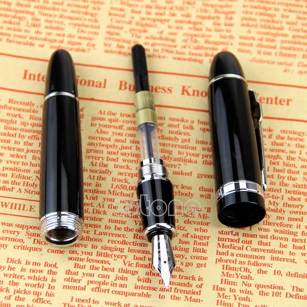 

luxury jinhao 159 black and silver m nib thick fountain pen