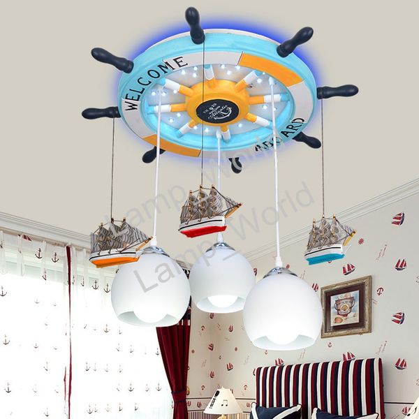 Grosshandel Rudder Kinderzimmer Kronleuchter Lampe Mannlich Kinder Schlafzimmer Mittelmeer Kreatives Restaurant Hangelampen Pendelleuchte Beleuchtung