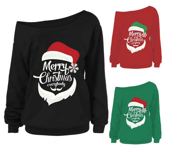 

women's hoodies & sweatshirts christmas santa claus printed designer hoodie for women teenage girl xmas, Black