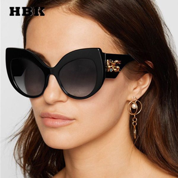 

Hbk cat eye ungla e big frame vintage retro women brand de igner luxury 2019 new fa hion trendy un gla e uv400 gradient