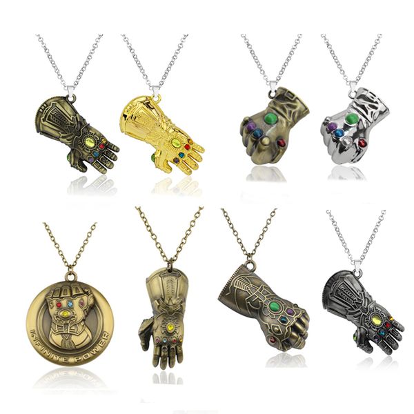 

infinity war gauntlet pendant inspired thanos cosplay jewelry infinity stones crystals necklace dropshipping, Silver