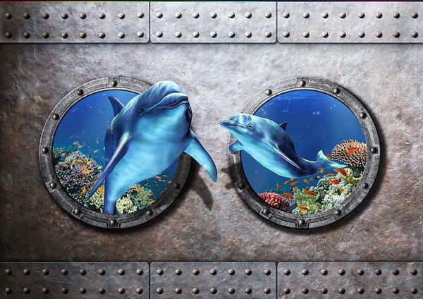 

vinyl flooring bathroom underwater world porthole dolphins 3d wallpapers bathroom