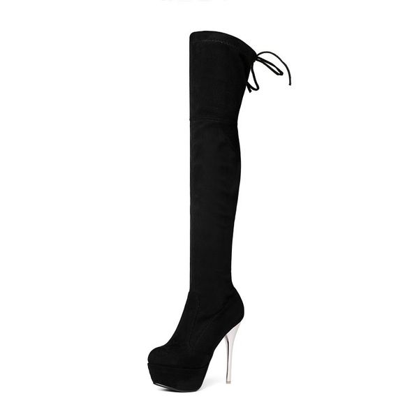 

new waterproof platform over the knee boots stiletto super high heel large size 40-43 nightclub women's boots 1128, Black