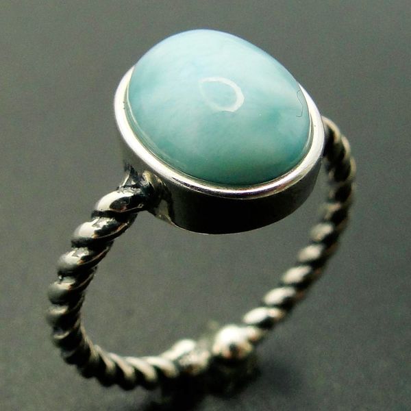 Crabe Design Unique Argent 925 Bague avec Larimar Pierre Amazing Bijoux