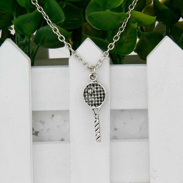 

новый горячий продавать древние серебряные теннисные ракетки шарм подвеска 45 см ожерелья мода творчество женщины мужчины ювелирные аксессуа, Silver