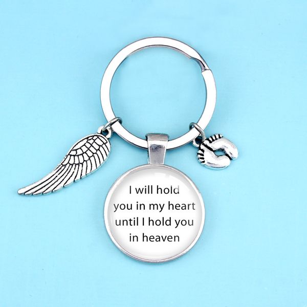 

friendship christmas gift guardian angel wing i'm your person you're my person baby feet keychains unicorn key rings key chains, Silver