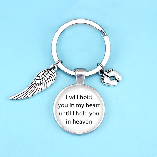 

friendship christmas gift guardian angel wing i'm your person you're my person baby feet keychains unicorn key rings key chains, Silver