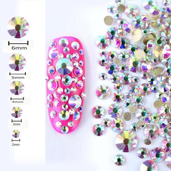 

450pcs nail art decoration 2mm - 6mm resin crystal ab round nail art mixed flatbacks rhinestones 5 sizes sets 15p101, Silver;gold