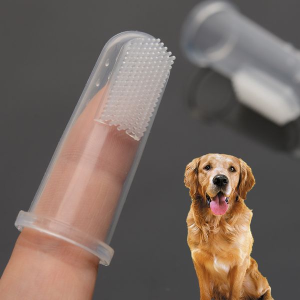

super soft slicone pet finger toothbrush teddy dog brush addition bad breath tartar teeth care dog cat cleaning supplies