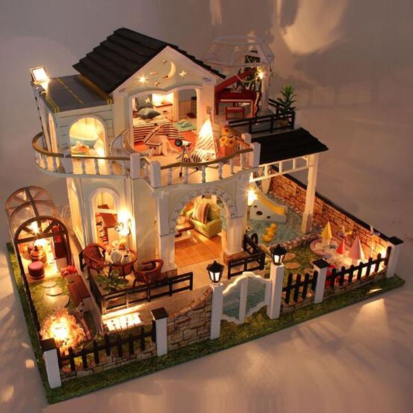 large wooden dolls house