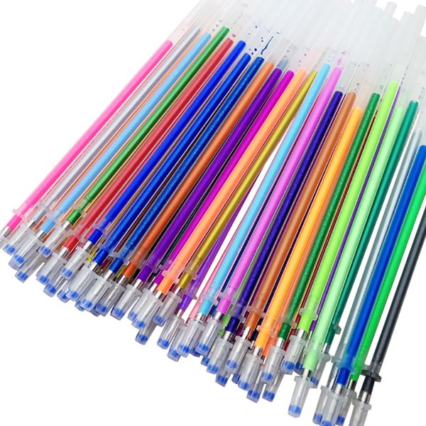 

12/24/36/48 color rainbow flash gel pen highlighter refill color full shinning refills painting pen refills school student, Black;red